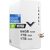 HP Victus 15L Gaming Desktop Computer 12th Gen Intel 12-Core i7-12700 Processor 64GB RAM 1TB SSD + 1TB HDD Nvidia Geforce RTX 3060 12GB GDDR6 Graphic USB-C DiplayPort Win11 + HDMI Cable