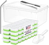 Ice Cube Trays with Lid and Bin, 4 Pack Premium 56pcs Stackable Silicone Plastic Ice Cube Trays for Freezer, BPA Free Ice Trays with Bin, Scoop,...