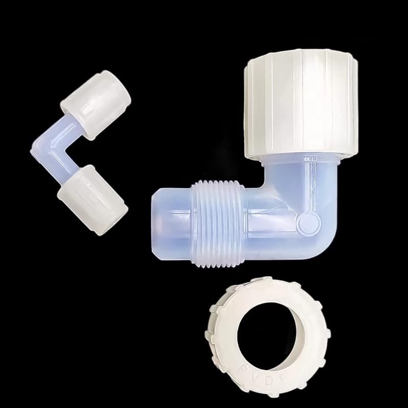 PFA Coude évasé à 90° à rayon égal – Raccords de tuyaux de laboratoire durables et résistants aux produits chimiques, idéal pour des applications scientifiques