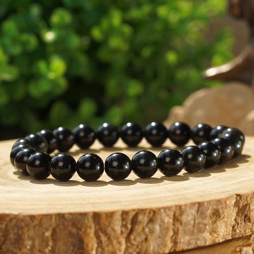Ultimate Protection Bracelet - Handmade Natural Black Obsidian Bracelet - Gemstone 8mm Round Beads Natural Stone Yoga Bracelet - Boho Stone Stretch Bracelet2