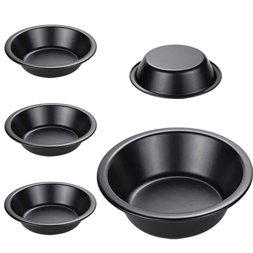 Gurlideo Mini moldes para tartas de 5 pulgadas, platos para hornear, juego de utensilios redondos de 7.8 onzas para hornear pasteles, pasteles, tartas, postres, color negro