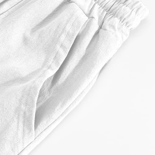 Hawyet Mens Linen Pants Straight Leg Lightweight Breathable Elastic Waist Drawstring Lounge Pants with Phone Pockets3