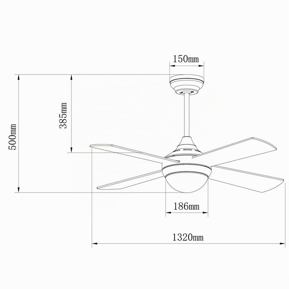 wonderlamp Ventilador de techo con luz LED Classic II Blanco. 4 Palas de madera contrachapada (Plywood). 6 velocidades. Función verano-invierno. LED Integrado. Ø 123 cm.