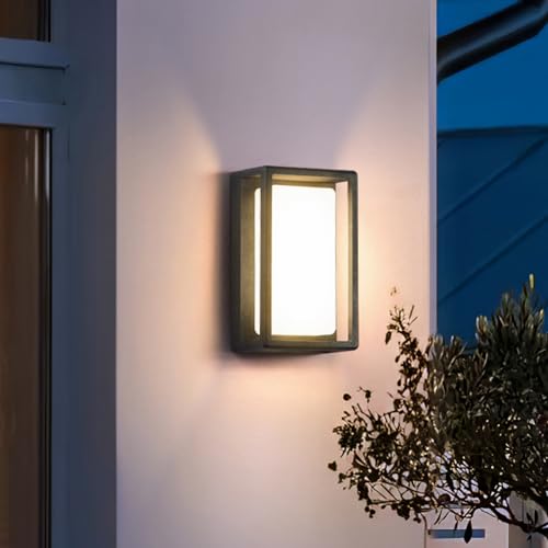 MVBT Lámpara de pared para exteriores, funciona con energía solar, 9.8 pulgadas, luces LED para porche delantero, lámpara de montaje en pared, lámpara de montaje en pared, accesorio exterior, moderno,
