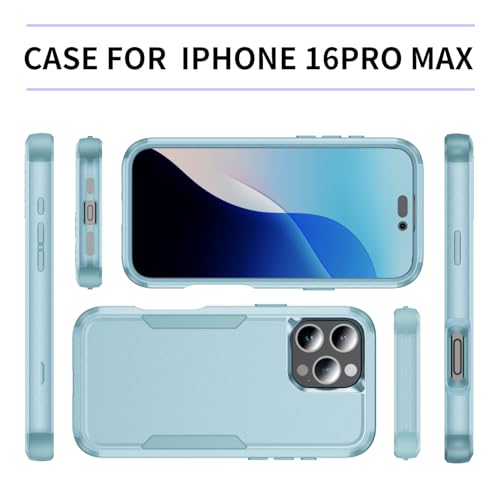 Image of Cubix Full Body Armor Cover for iPhone 16 Pro Max Pouch Hard PC + Soft TPU 3-Layer Military Grade Back Case (Aqua)