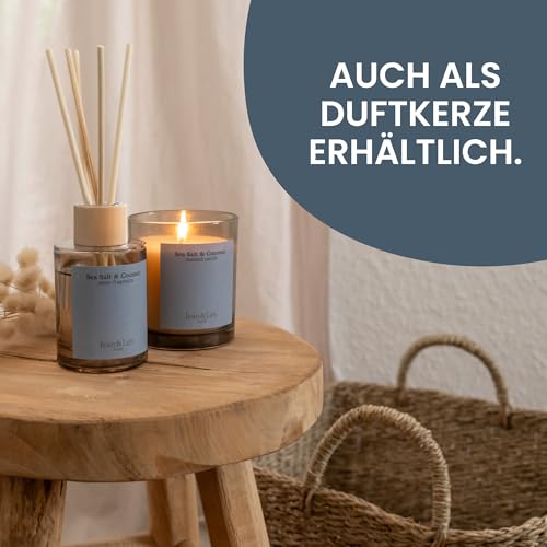 Jean & Len Scented Room Diffusor Sea Salt & Coconut, Raumduft mit Rattan-Stäbchen, sorgt 6 Wochen für ein angenehmes Dufterlebnis, sinnliche Duftkombination, vegan, 100 ml