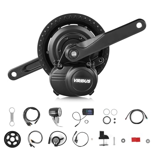 VIRIBUS 36V 250W Kit de Motor Central, Kit de Conversión a Bicicleta Eléctrica, 68-73 mm de Eje Inferior, Pantalla Digital y Sensor de Par, Compatible con Bicics de Montaña, de Carretera y Urbanas