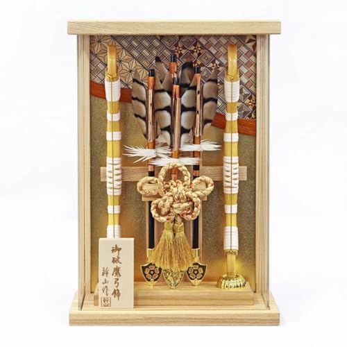 破魔弓ケース飾り 絃 白木 アクリルケース 壁掛け コンパクト 2WAY 高さ26cm M22-1