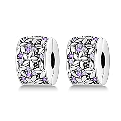 2pcs Purple flower clip charm