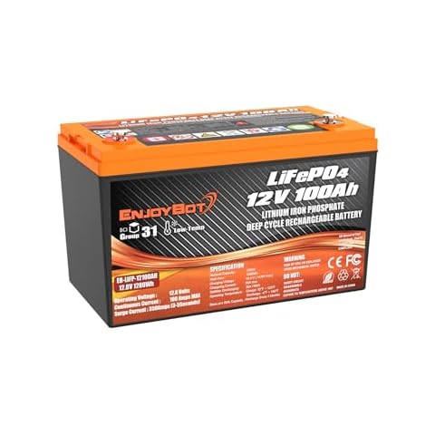 Enjoybot 12V 100Ah LiFePO4 Lithium Battery, BCI Group 31 Lithium Battery with 100A BMS, Low Temp Cut Off Deep Cycle Battery Perfect for Golf Cart, RV, Solar, Trolling Motor, Home Energy Storage Cover