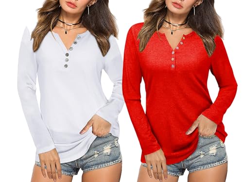 Image of Women's Regular Fit Pure Cotton Top - Elegant V-Neck with Mandarin Collar, Button-Front Design, Full Sleeves, Soft & Breathable Fabric for Stylish Casual Wear