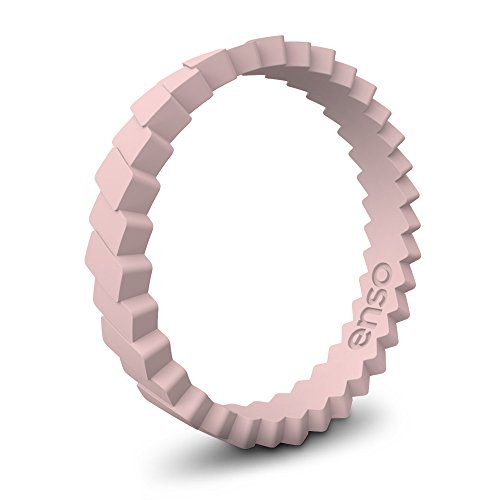 Enso Slanted Brick Silicone Ring Pink Sand Size:6