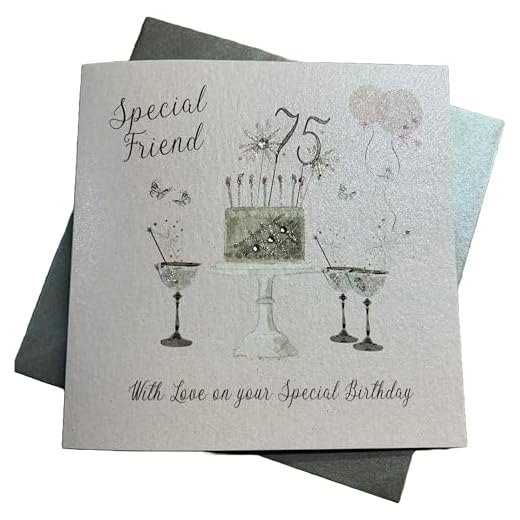 White Cotton Cards SS42-SF75 - Tarjeta de felicitación de 75 cumpleaños, diseño de copas de champán, color rosa