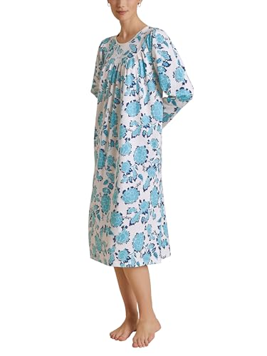 Image of Calida Women's Soft Cotton Nightgown - Classic Long-Sleeved Summer Nightdress, 100% Soft Cotton, 47 in