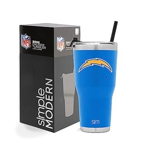Simple Modern Officially Licensed NFL Los Angeles Chargers Tumbler with Straw and Flip Lid | Insulated Stainless Steel 30oz Thermos | Cruiser Collection | Los Angeles Chargers