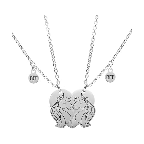 seensea Unicorn Necklaces for Best Friend Necklaces for Sister BFF Necklace for 2 Half Heart Necklace Set Friendship Necklace Gift for Women (Friendship Necklace set 1) Cover