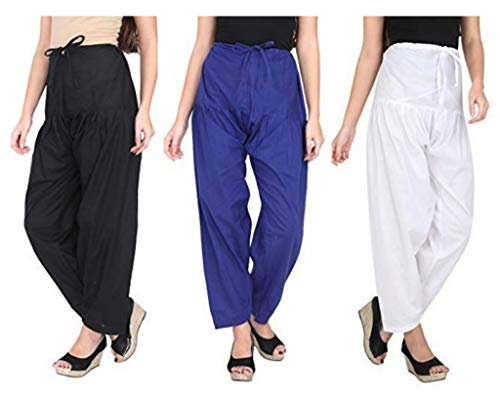 Image of Cotton Patiala Salwar (Pants) for Women's Premium Cotton Readymade Salwar Free Size Combo Pack of1, 2 & 3