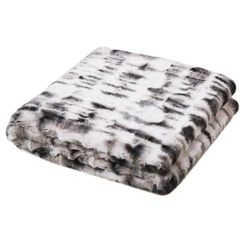 Linnea Plaid en Polyester 140x200 cm Nina Fausse Fourrure Bicolore Noir et Blanc