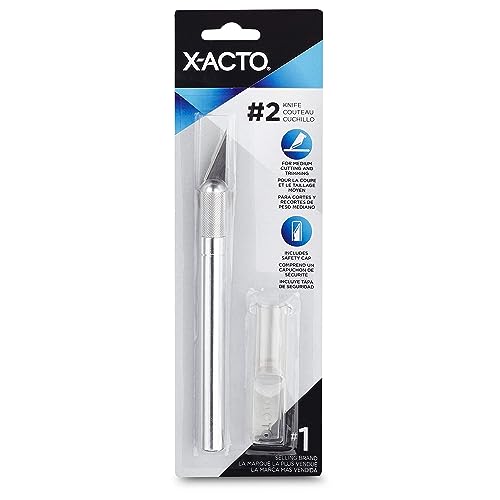 Image of X-ACTO #2 Knife with Safety Cap, Sharp, Durable, Precision Knife, 1 Count - for Medium Cutting and Trimming (Pack of 2)