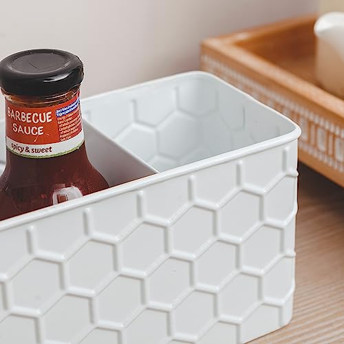 NIKKY-HOME-Farmhouse-Silverware-Organizer-with-3-Compartments-Cutlery-Caddy-Kitchen-Countertop-Flatware-Holder-for-Utensil-Spoons-Knives-Forks-White-Honeycomb-Embossed-Pattern NIKKY HOME Farmhouse Silverware Organizer with 3 Compartments Cutlery Caddy Kitchen Countertop Flatware Holder for Utensil Spoons Knives Forks White Honeycomb Embossed Pattern