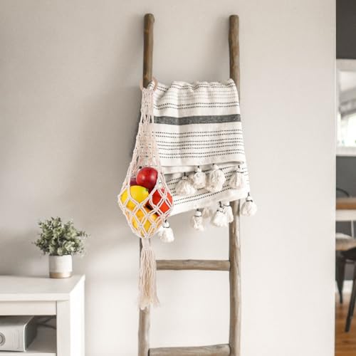 Cesta colgante de cuerda de algodón para frutas y verduras 4