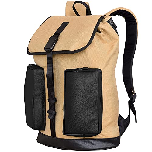 Image of Reuleaux Canvas Matty Backpack Leather Classic Travel Laptop Bag Laptop Office /School /Travel /Business Water Resistant - Fits Up to 15.6 Inch Laptop Notebook
