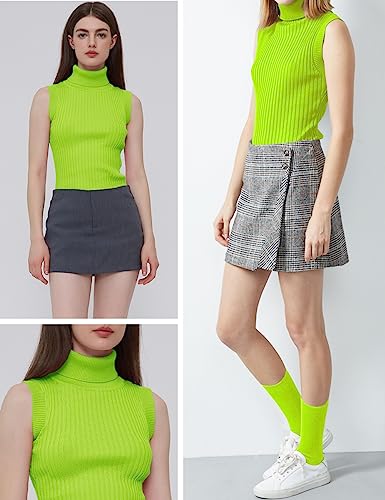 Image of v28 Women Sleeveless High Neck Turtleneck Stretchable Knit Sweater Top