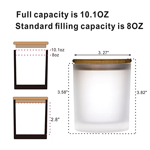 15 Pack, 10Oz Fosted White Candle Glass Jars With Bamboo Lids And Sticky Labels-Candle Set For Making Scented Candles,Luxury Glass Candle Container #TOP1