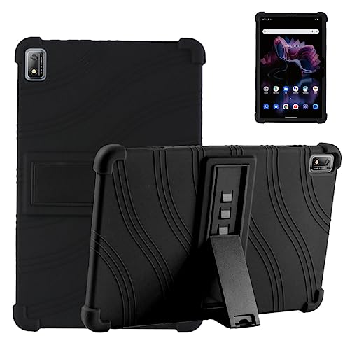 2023NEW For Blackview Tab6 タブレット 8インチ ケース【LAZIRO】ソフト シリコン ケース 耐衝撃 防滑 脱着簡単なシリコン保護カバースタンド機能付き、指紋防止 薄型 軽量 全面保護型 Blackview Tab6対応用 保護 カバー(ブラック)