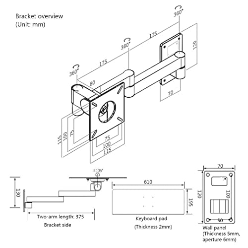 Plateau mural réglable pour clavier pour libérer votre espace de travail - 6