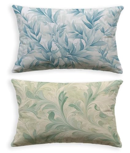 Housse de coussin vert sauge lot de 2 velours impression recto verso
