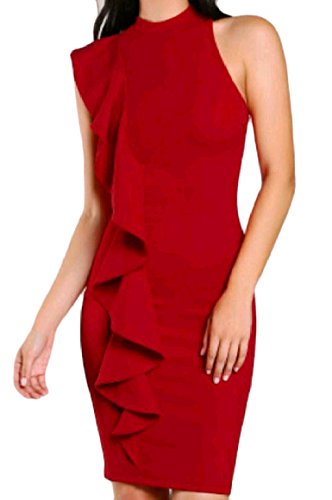 SportsX vestido de noite feminino sem mangas com lapiseira sem mangas, Wine Red, X-Small