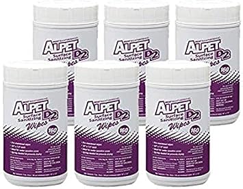 Alpet D2 Surface Sanitizing Wipes, Pre-Moistened, 6 x 160ct containers, 960 total wipes
