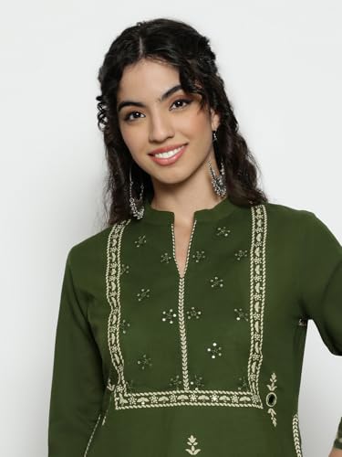 Image of Vbuyz Women'S Cotton Floral Print Straight Stitched Kurta Pant With Dupatta
