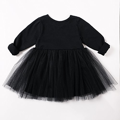 Baby Girls Black Dress Tutu Long Sleeves Ruffle Tulle 6-48m2