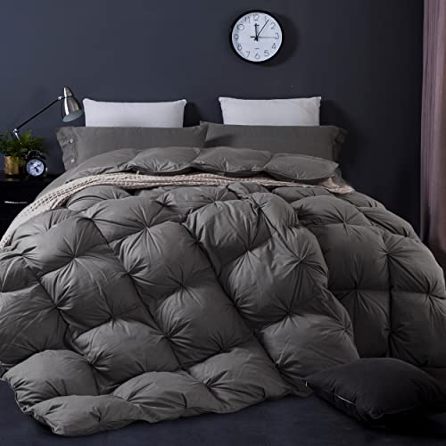 Wenersi Luxurious Feather Down Comforter Queen Size White,All Season Pinch Pleat Duvet Insert,750+ Fill Power,1200 Thread Count, Soft Cotton Fabric With 8 Tabs #TOP3