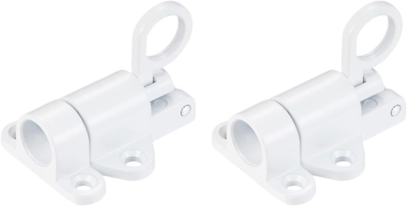 Slide Bolt Gate Latch 4pcs Self-Closing Latches Window Gate Security Pull Ring Spring Bounce Door Bolt Automatic Latch Lock(White 2pcs)