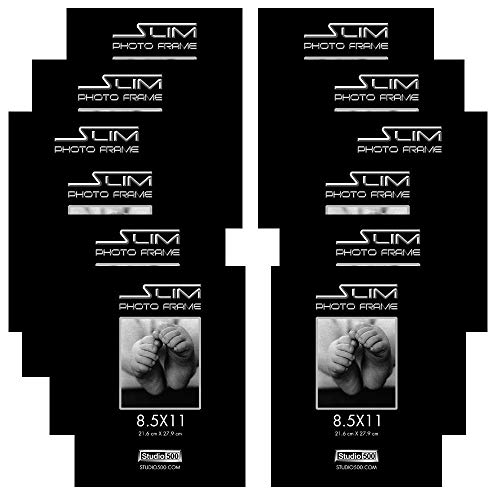 Studio 500 12Pc. Value Pack: 8.5 By 11-Inch Front Loading Borderless Frame Snap In And Snap Out, The Original Slim Photo And Document Frames Made With Tempered Glass And Plastic #TOP2