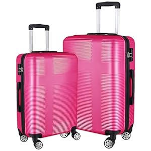 HOUAGI Luggage Sets 2 Piece,20 inch 24 inch Carry on and Checked Luggage,Hardshell Lightweight Suitcase with 4 Spinner Wheels,2-Piece Set(20/24),Rose Red