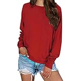 T Shirt Damen Kurzarm/Langarm Bluse Loses Oberteil FüR Damen, Einfarbig, Mit SchulteräRmeln, Kapuzenpullover Oversized Shirt Damen