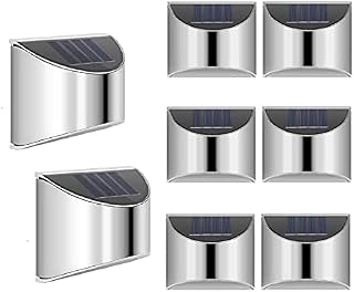 Trintion 8 Pack Solar Fence Lights Outdoor Garden Wall Lights Waterproof LED Decking Light Landscape Ornament Lighting Pathway Lamp for Patio Yard Stairway Driveway