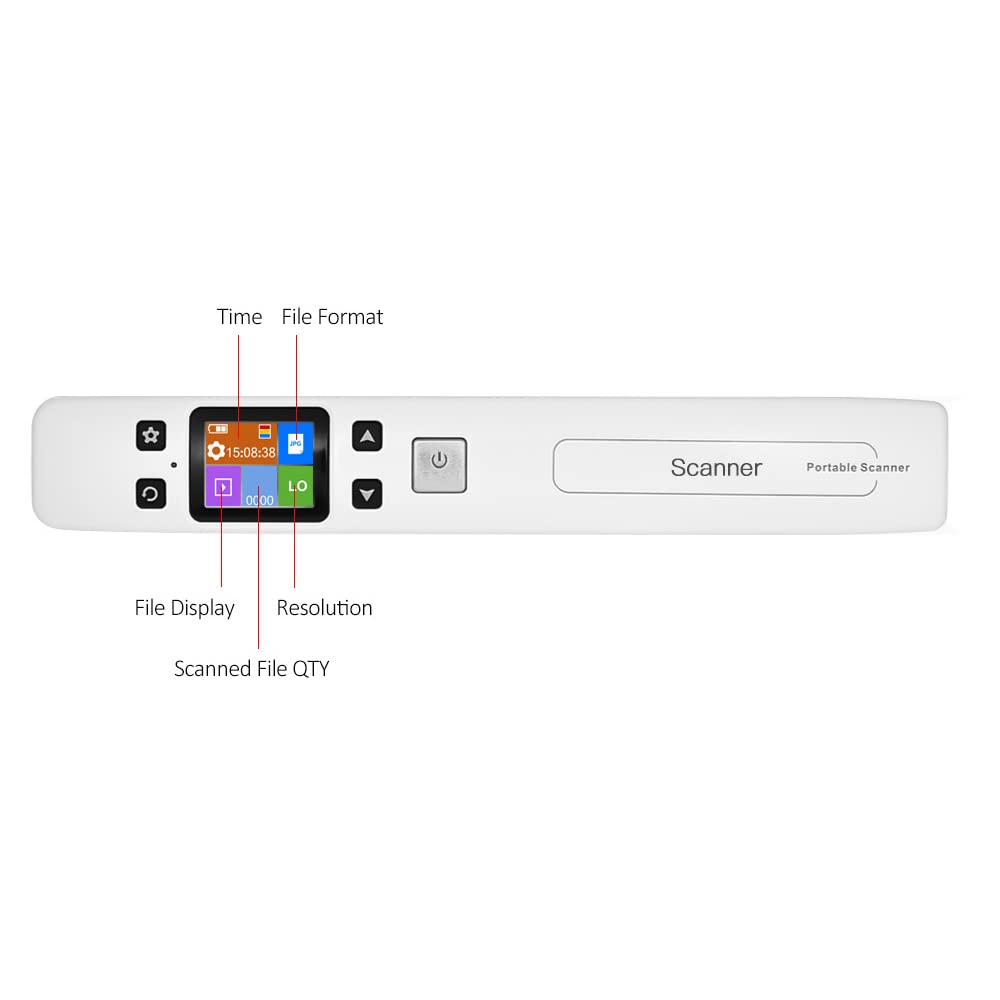 Irfora WiFi 1050DPI Varilla Portátil de Alta Velocidad Documento e Imágenes Escáner A4 Tamaño JPG/PDF Formate Pantalla LCD para Negocios Reciepts Libros