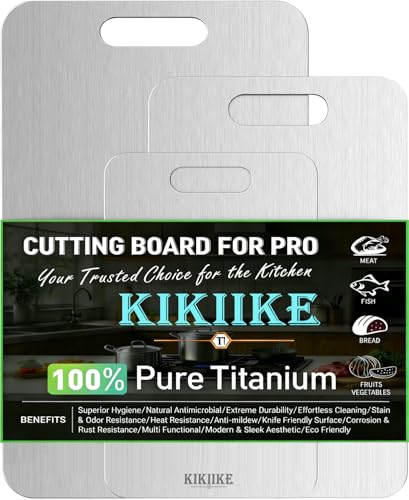 2025 New Upgrade 3 Piece Titanium Cutting Board Set Pure Titanium Cutting Boards for Kitchen - Food Grade Non-Stick Double Sided Cutting Board Durable and Easy to