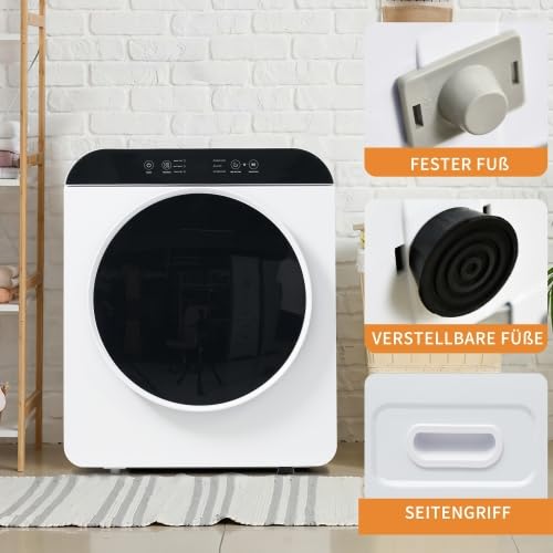 Secadora inteligente con doble esterilización y montaje en pared 4,5 kg capacidad 6 programas doble dirección de giro de 180 min temporizador seguro para niños innovador secador de aire con manejo