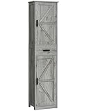 WEENFON Tall Storage Cabinet, Bathroom Cabinet with 6 Shelves & Drawer, Narrow Storage Cabinet with Adjustable Shelves, Tall Cabinet for Living Room, Home Office, Rustic Gray