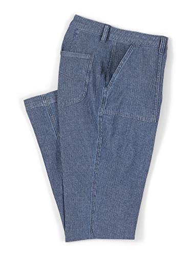 Lee Women's Legendary Regular Fit Tapered Utility Pant, Medium Blue Herringbone Stripe, 10 Short