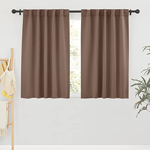 Image of RYB HOME Small Window Curtains Blackout, Privacy Thermal Insulating Drapes for Bedroom Bathroom Basement Cafe Classroom Window Decor, W 34 x L 45 inches, Mocha, 2 Panels