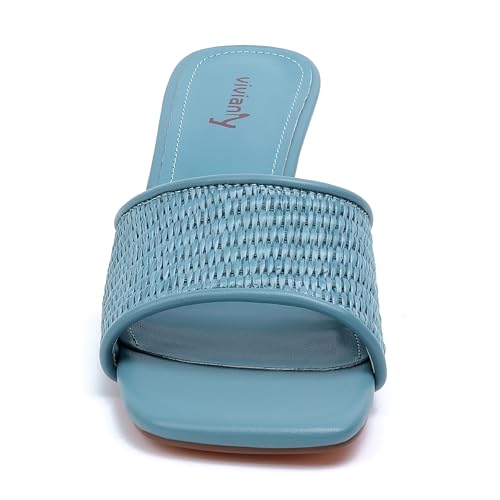 Image of vivianly Women Clear Low Block Heels Transparent Sandals