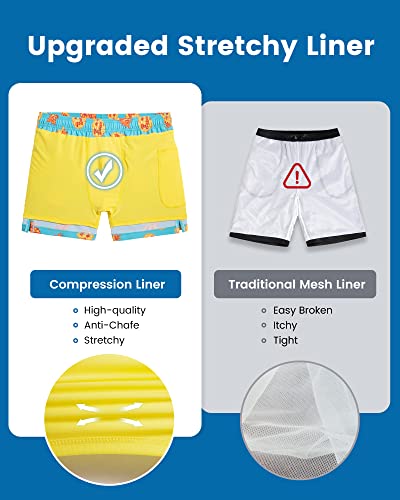 Image of maamgic 5inch Mens Swim Trunks with Compression Liner 2-in-1 Swimming Shorts Stretch Quick Dry with Zipper Pockets