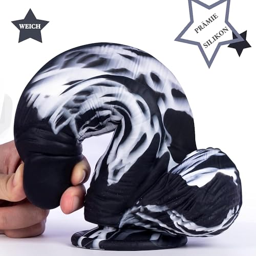 24.5 * 6.8cm XXL Fantasy Dildo, Dicker Riesen Monster Dildo mit Saugnapf, Schwarz Analdildo für Analspiele, G Punkt und Prostata Silikon Riesen Dildo Groß Penis Sexspielzeug für Frauen Männer Paare – Bild 5